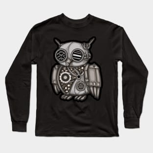 steampunk owl, cyberpunk owl, owl with armor, robo owl Long Sleeve T-Shirt